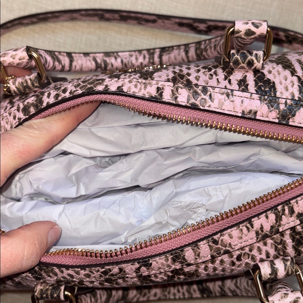 Coach Pink Python-Print Leather regular size Rowan - Picture 4 of 5